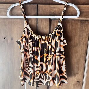 EXPRESS-Floral Print Cropped Braided Tank Size S